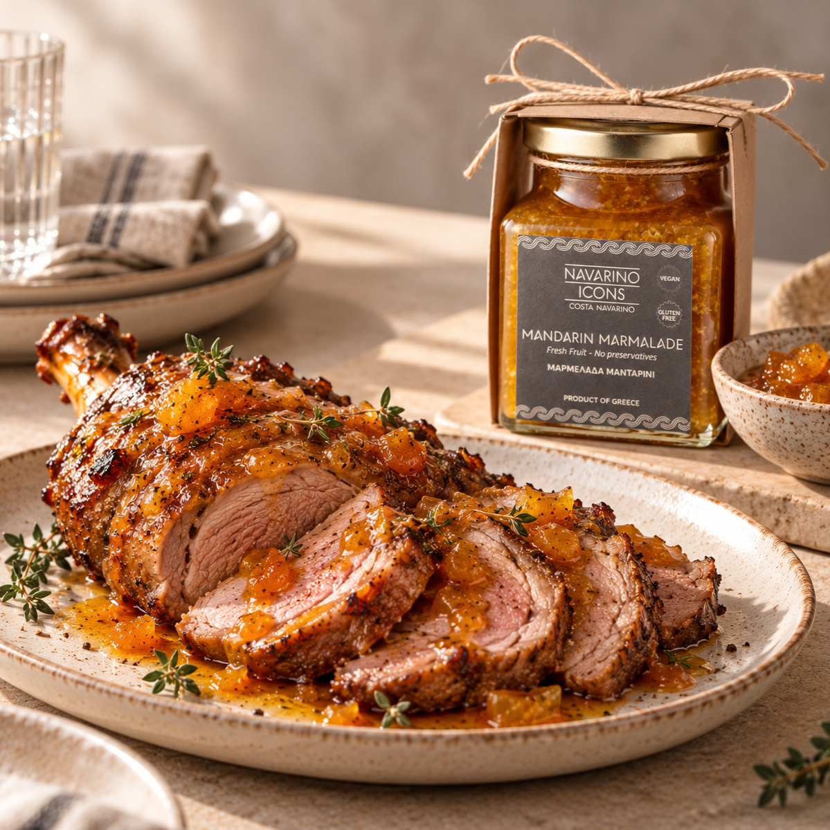 Roasted Leg of Lamb with Mandarin Marmalade